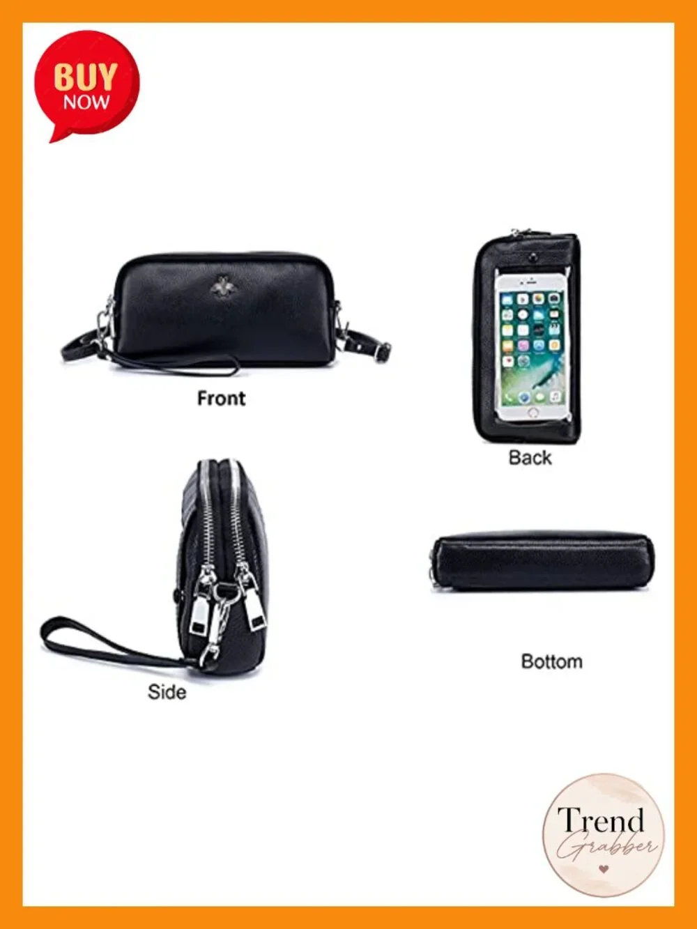 Genuine Leather Touch Screen Phone Bag Wristlet Handbag Wallet